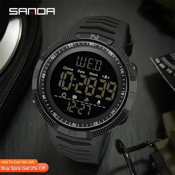 SANDA 6014 Новые Модные Военные Мужские Водонепроницаемые Спортивные часы длиной 50 м для Мужчин, Светодиодные Электронные Цифровые Наручные Часы Relogio Masculino