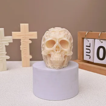 Новая силиконовая форма с 3D черепом, ледяной блок, мыло ручной работы, Свеча, форма для ароматерапии, инструмент для украшения выпечки торта