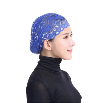 Кружевная Внутренняя шапочка-Хиджаб, Мусульманская шляпа, Женская мода, Полный головной убор, Исламский шарф, Элегантные Женские Уличные Шапки-Тюрбаны, Обертывание для волос