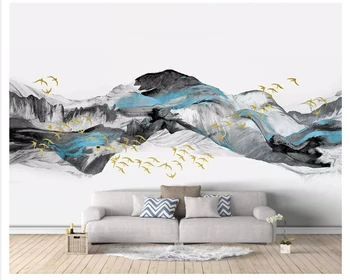 beibehang Креативные стереофонические обои летящая птица новый китайский абстрактный синий художественный пейзажный фон обои для домашнего декора