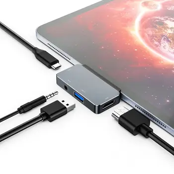USB C концентратор для Microsoft Surface Go/Go2/Go3 от USB 3,0 до RJ45 3,5 мм Аудио Адаптер Док-станция Мульти USB-концентратор Ethernet USB3.0 Разветвитель