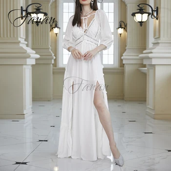 Изысканные свадебные платья Трапециевидной формы с V-образным вырезом и открытой спиной, иллюзия Классического Платья невесты Vestidos Свадебное платье 