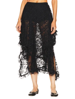 Женская Элегантная юбка миди из сетчатого тюля с высокой талией, Пышная многослойная юбка-пачка с пузырями, Нерегулярный подол для выпускного вечера