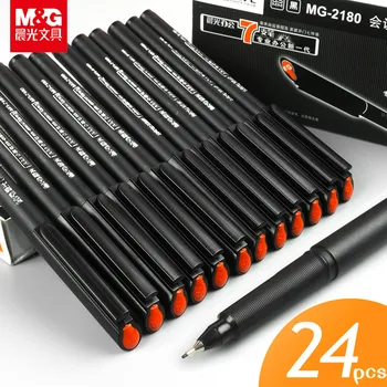 12/24 ШТ Ручка для подписи M & G MG-2180 0,5 мм, тонкая линейка, черная, красная, синяя, волокнистая ручка известного китайского бренда