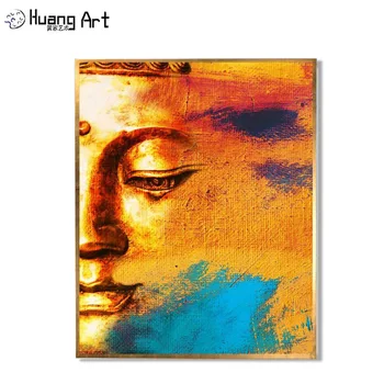Новое поступление, ручная работа, Абстрактная картина маслом с изображением Будды на половину лица для украшения стен, ручная работа, Полупортрет Будды, картины