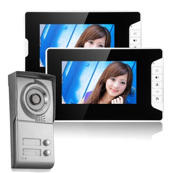 SmartYIBA 7-дюймовый Видеодомофон для квартиры, Видеодомофон для 2-квартирной двери, ИК-камера