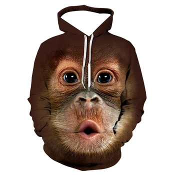 مضحك Orangutan ثلاثية الأبعاد الطباعة الرجال الخريف هوديي الشارع فستان حفلة نمط سترة كبيرة الحجم رجالي الركض البلوز البلوز