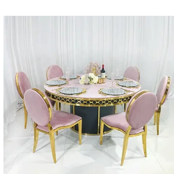 Обеденный стол для столовой, круглый металлический банкетный стол для свадьбы