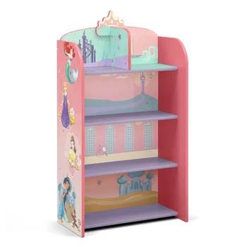 Книжный шкаф Princess Wooden Playhouse с 4 полками от Delta Children - Сертифицированный Greenguard Gold, розовый