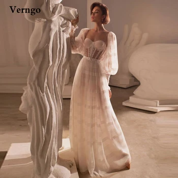 Свадебные платья Verngo Fairy с Пышными Длинными рукавами, Милая Кружевная Линия, Винтажные Свадебные платья на шнуровке Сзади, Элегантное Vestido de noiva