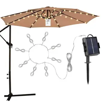 104 светодиодных зонтика для патио на солнечной энергии, Уличный садовый зонтик, Сказочная Струнная лампа IP65, Водонепроницаемый Солнечный светильник для кемпинга