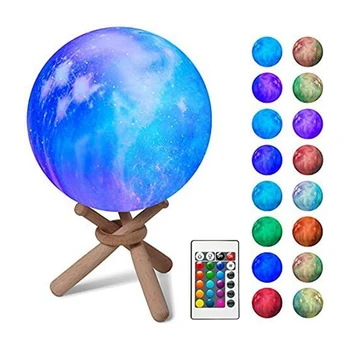 Лунный светильник, Детский ночник для Galaxy Lamp, 5,9 Дюймов, 16 цветов, 3D светодиодный Лунный светильник, Перезаряжаемый ночник с пультом дистанционного управления
