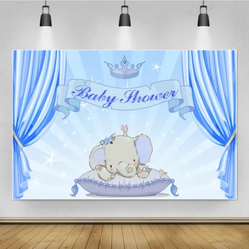 Laeacco Elephant Baby Shower Party Розовая Занавеска Золотая Корона Фотосессия Семейная съемка Фоны для фотосъемки