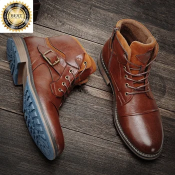 Модные мужские ботинки в стиле ретро, удобные повседневные кожаные #AL601C4